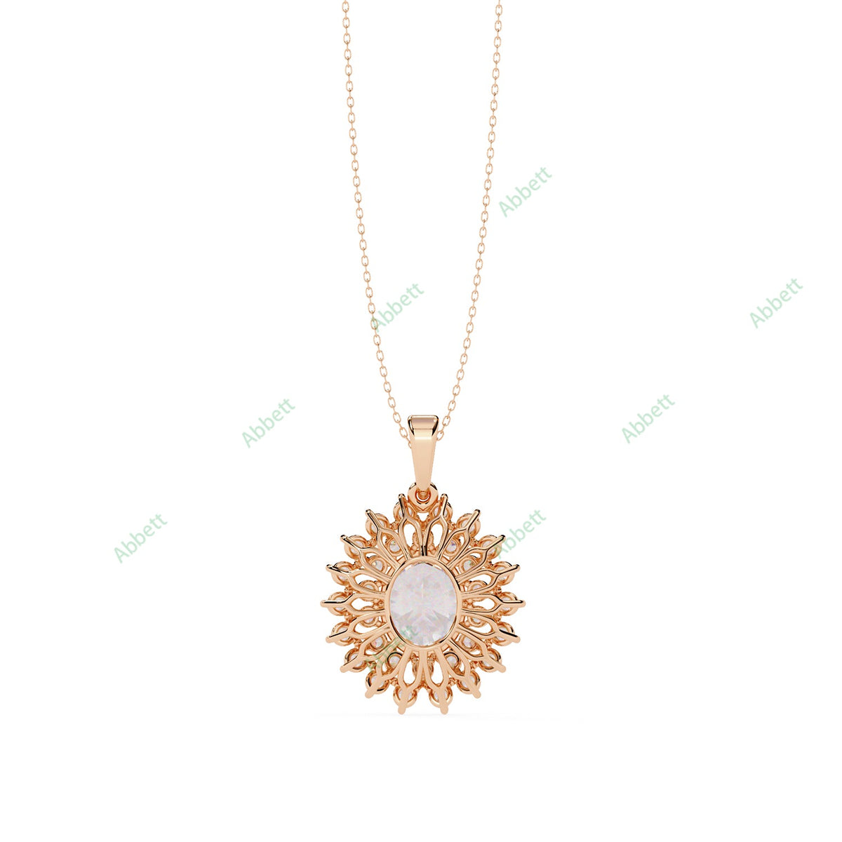 Oval lab-grown diamond halo pendant necklace with 2.42ct centre stone - PE1271