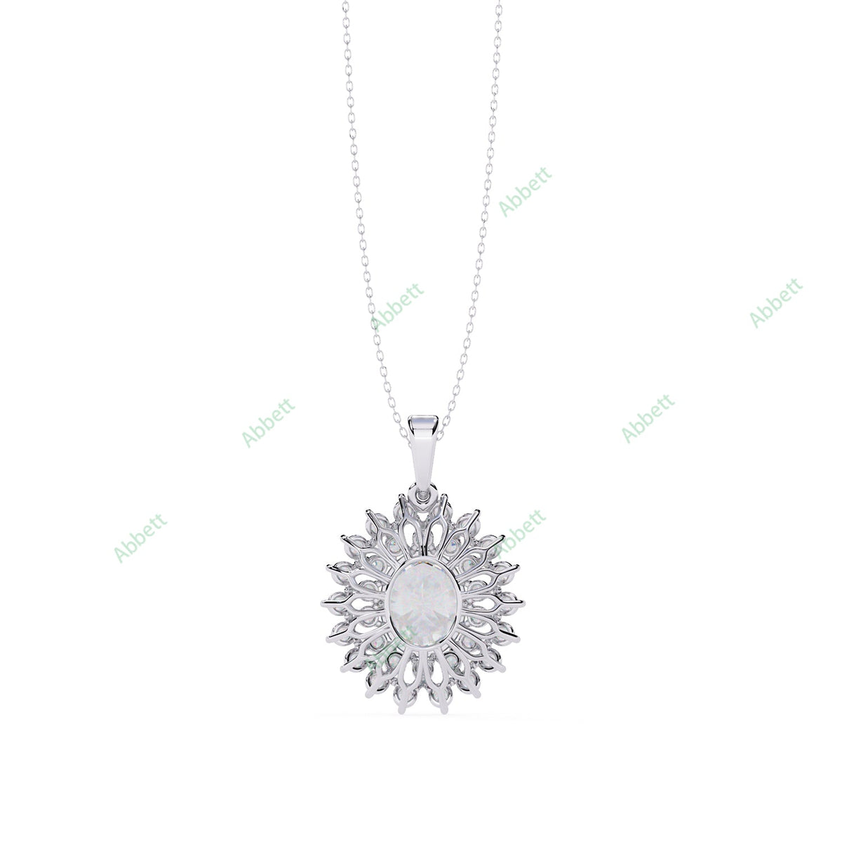 Oval lab-grown diamond halo pendant necklace with 2.42ct centre stone - PE1271