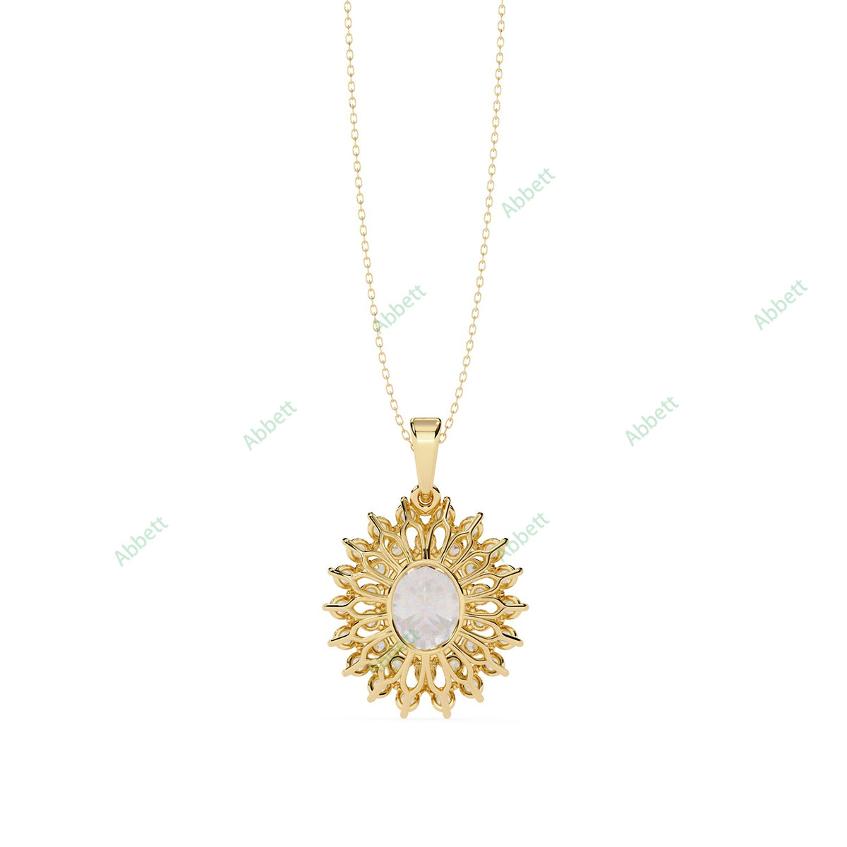 Oval lab-grown diamond halo pendant necklace with 2.42ct centre stone - PE1271