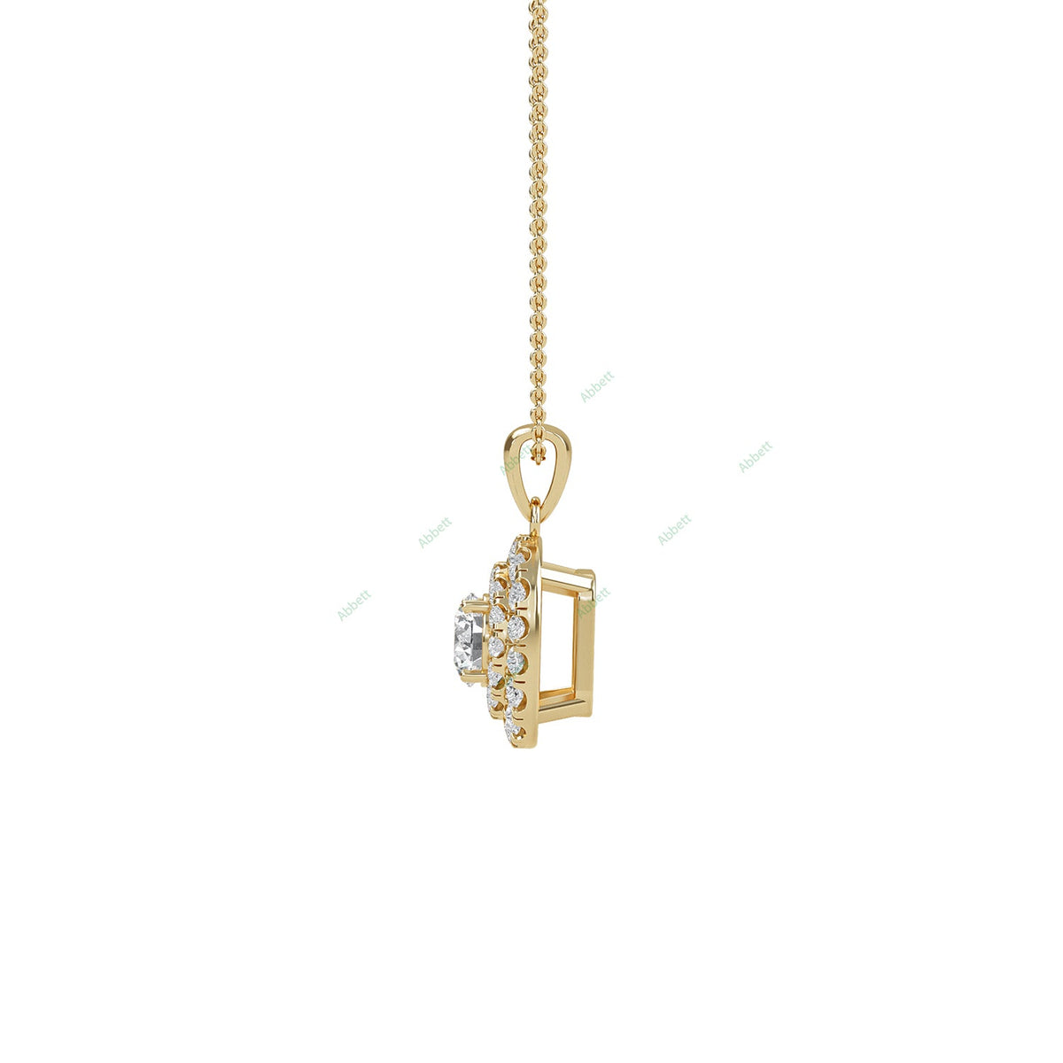 Double halo round lab-grown diamond pendant necklace - PEDO007