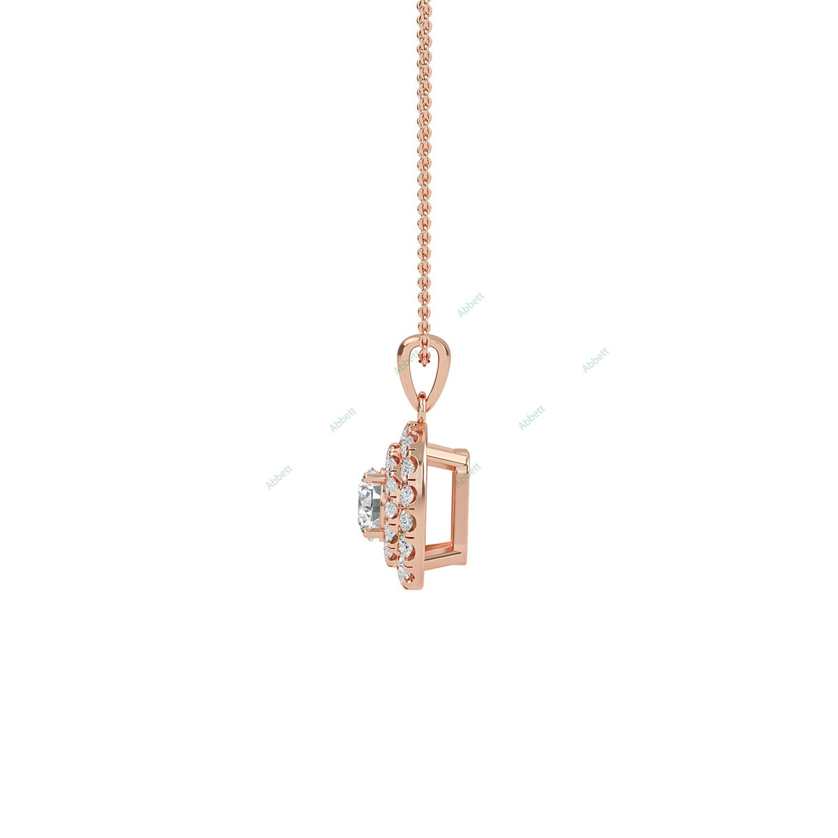Double halo round lab-grown diamond pendant necklace - PEDO007