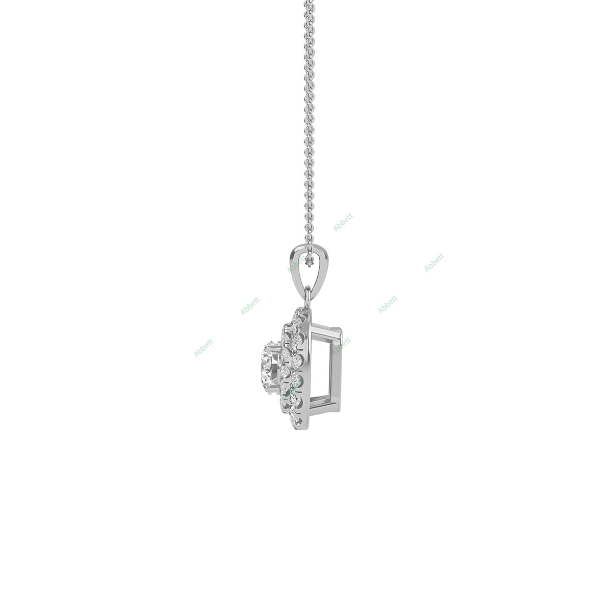 Double halo round lab-grown diamond pendant necklace - PEDO007