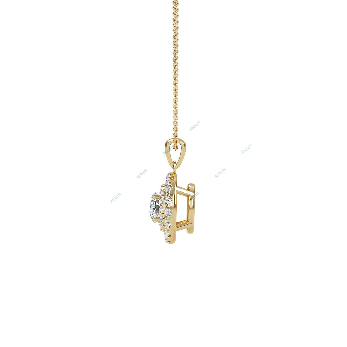 Double halo round lab-grown diamond pendant necklace with 0.45ct centre stone - PEDO008