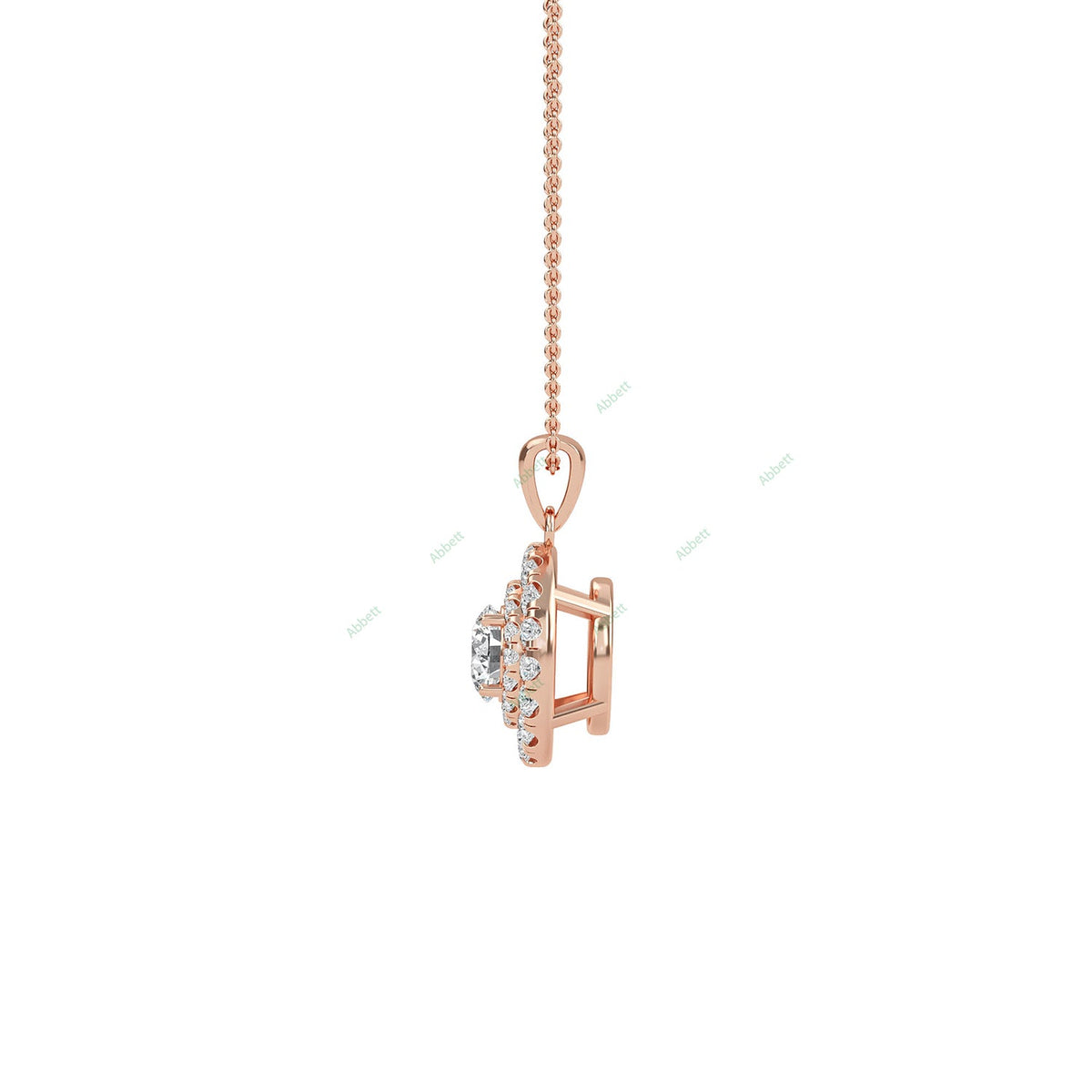 Double halo round lab-grown diamond pendant necklace with 0.45ct centre stone - PEDO008