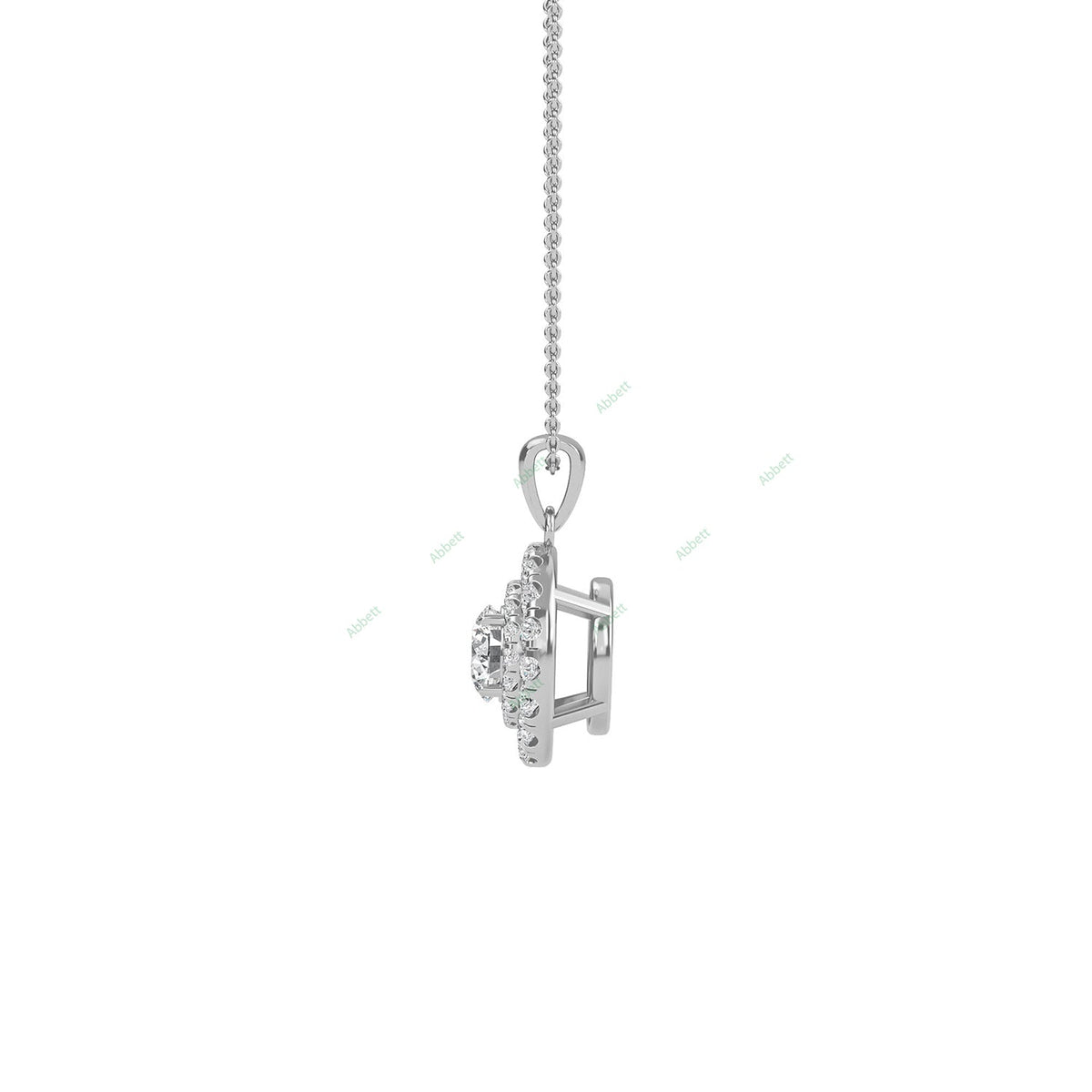 Double halo round lab-grown diamond pendant necklace with 0.45ct centre stone - PEDO008