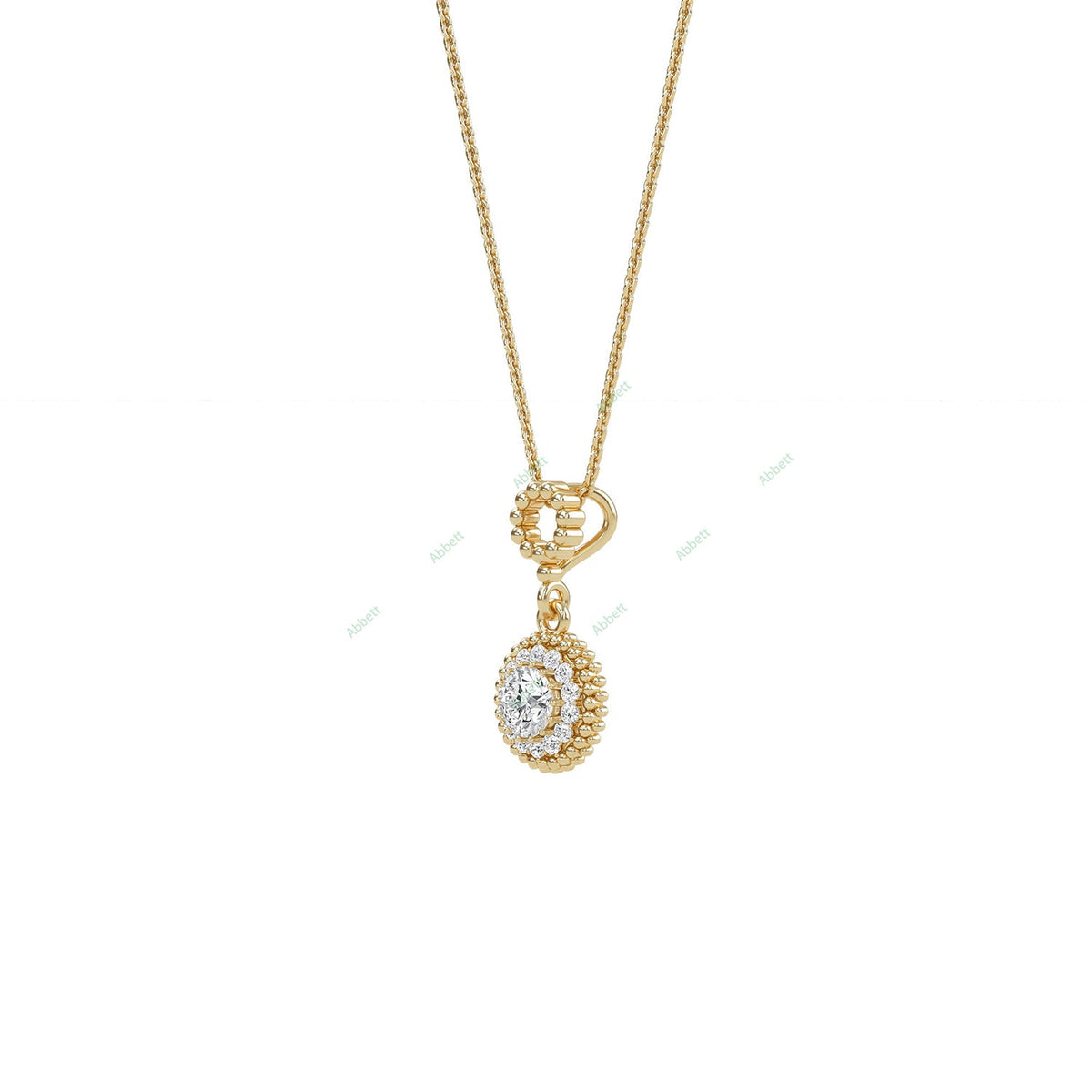 Round lab-grown diamond halo pendant necklace with 0.7ct centre stone - PEHA004
