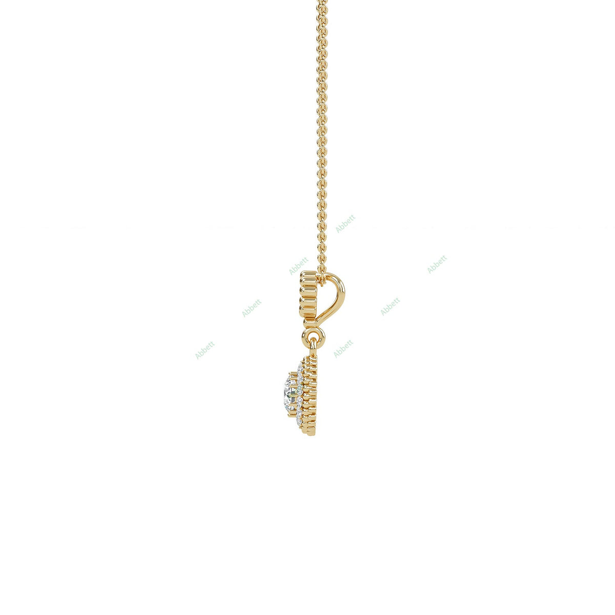 Round lab-grown diamond halo pendant necklace with 0.7ct centre stone - PEHA004