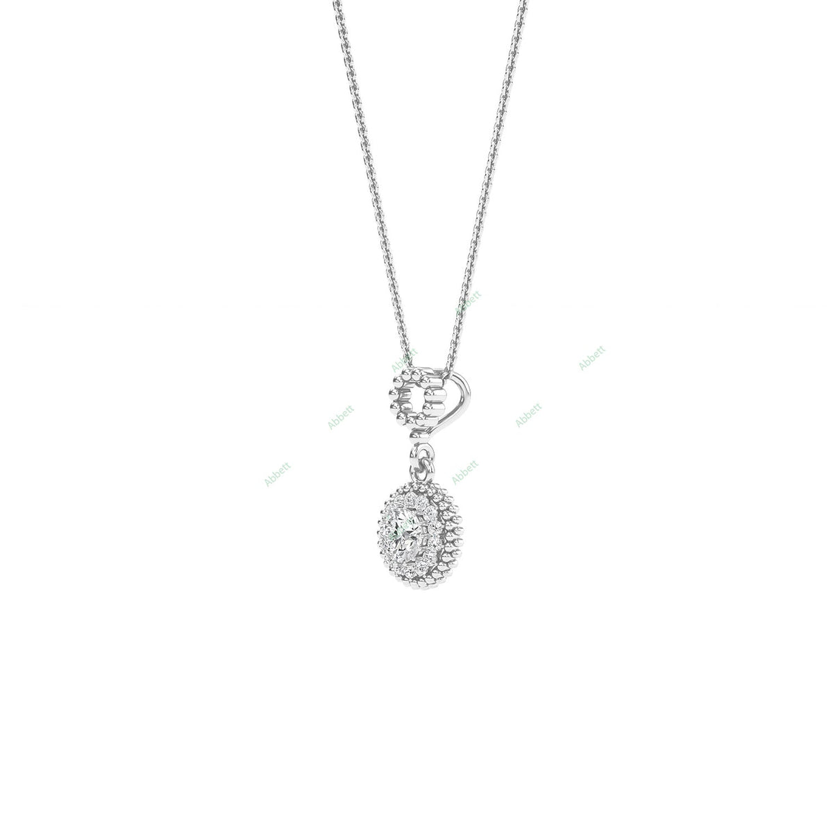 Round lab-grown diamond halo pendant necklace with 0.7ct centre stone - PEHA004