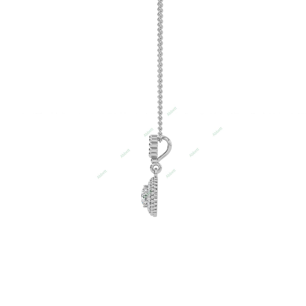 Round lab-grown diamond halo pendant necklace with 0.7ct centre stone - PEHA004
