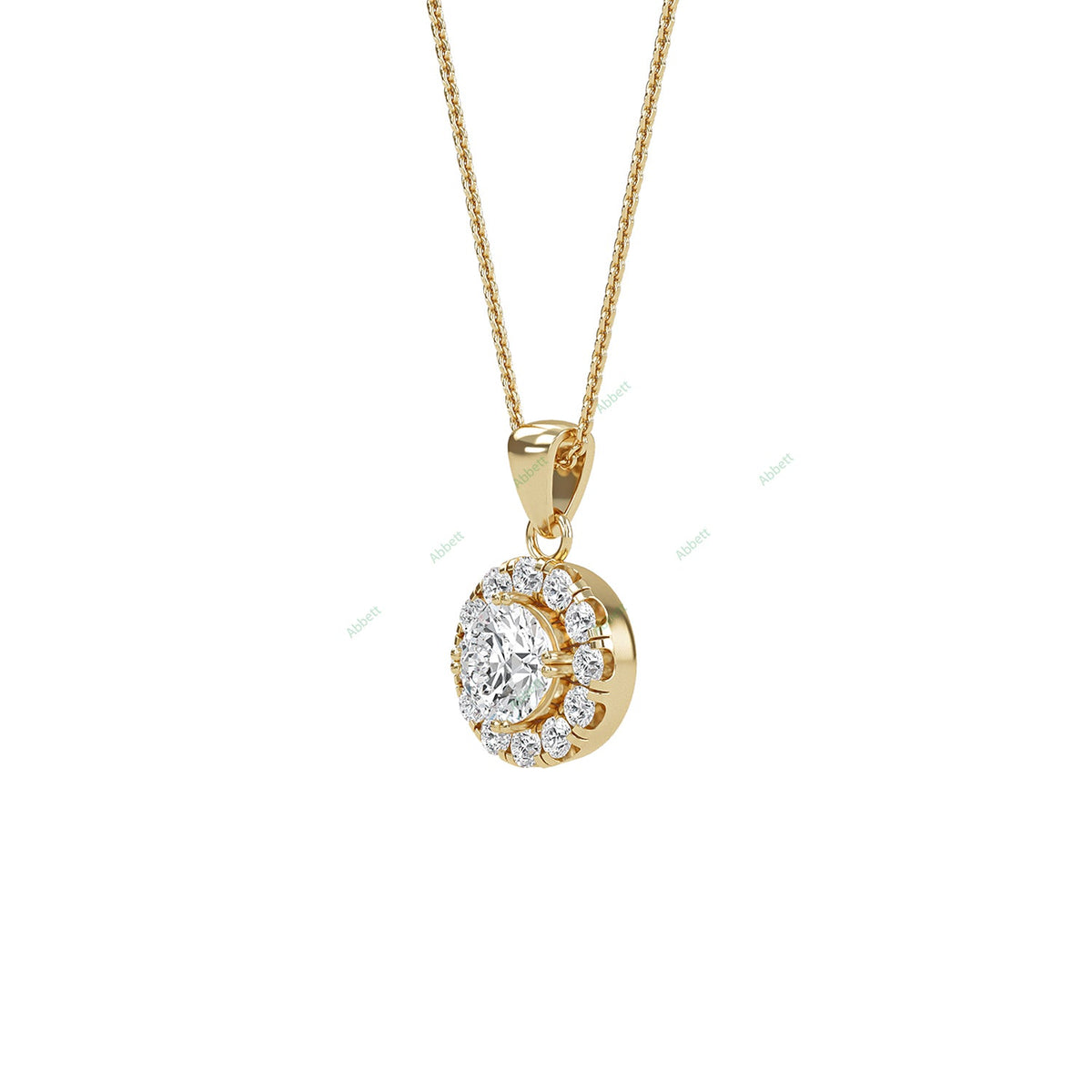 Round lab-grown diamond halo pendant necklace with 0.31ct centre stone - PEHA006