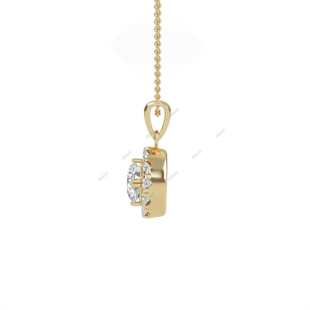 Round lab-grown diamond halo pendant necklace with 0.31ct centre stone - PEHA006