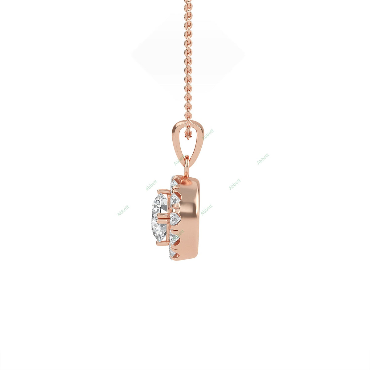 Round lab-grown diamond halo pendant necklace with 0.31ct centre stone - PEHA006