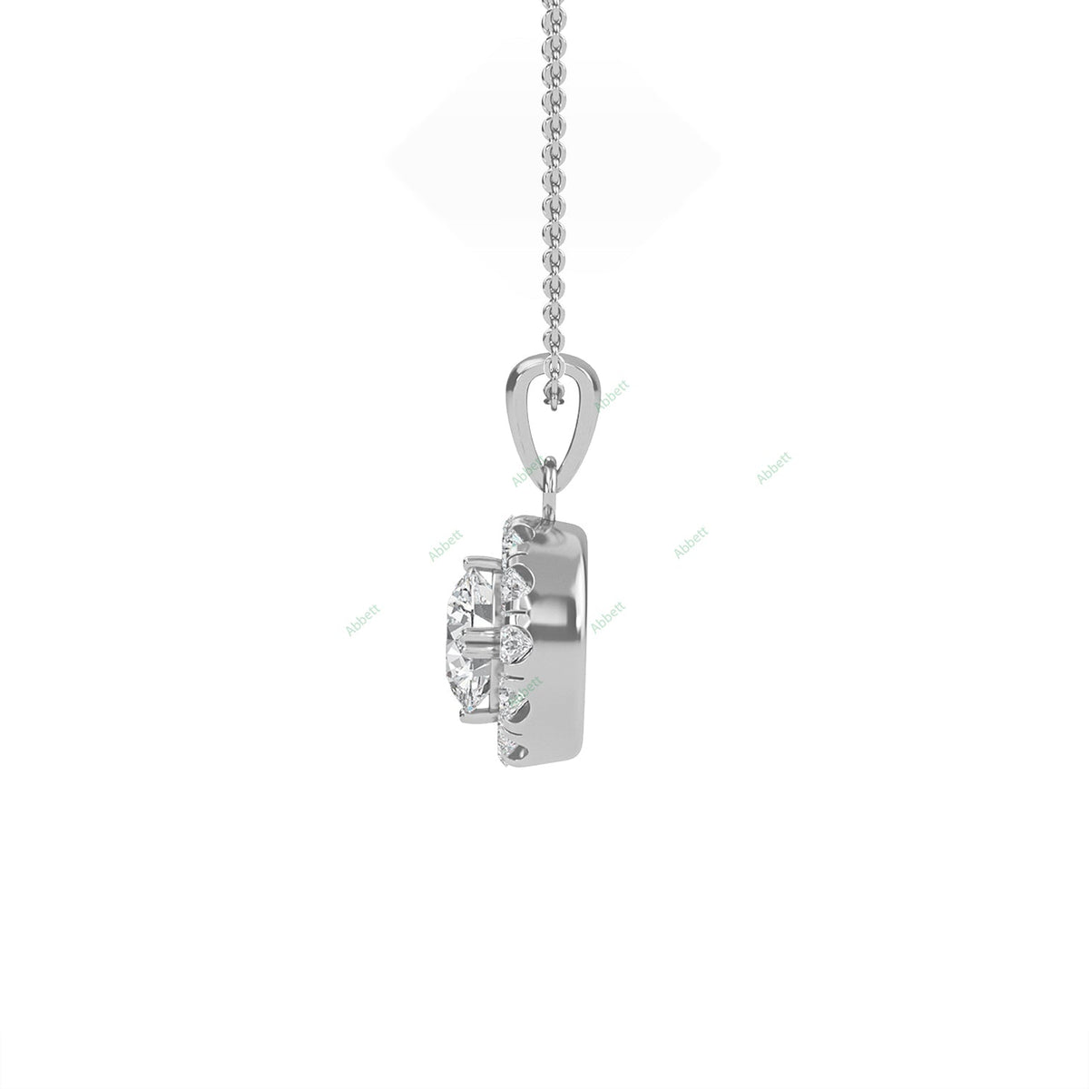 Round lab-grown diamond halo pendant necklace with 0.31ct centre stone - PEHA006
