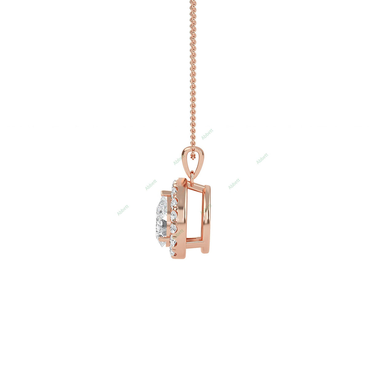 Pear lab-grown diamond halo pendant necklace with 0.5ct centre stone - PEHA009
