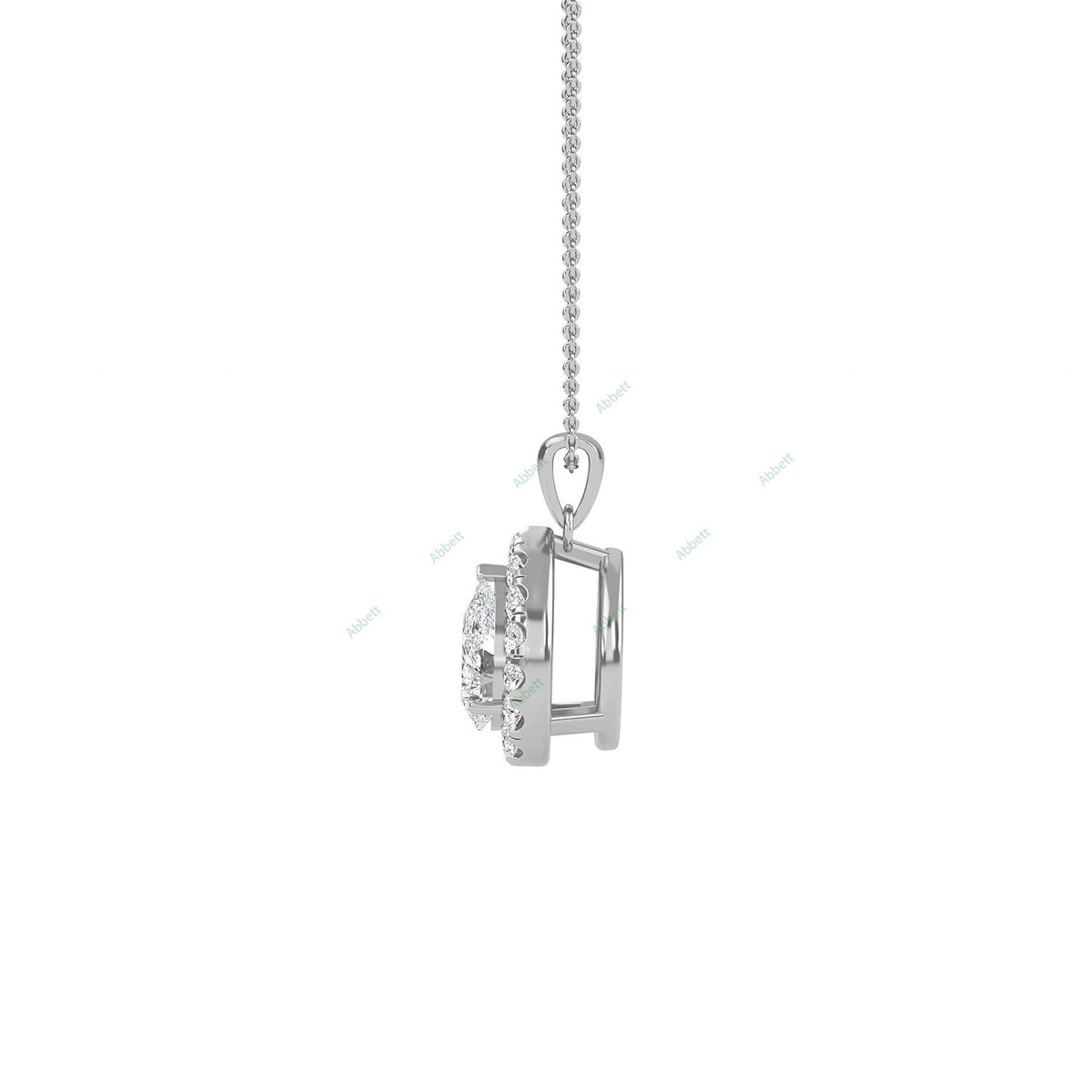 Pear lab-grown diamond halo pendant necklace with 0.5ct centre stone - PEHA009