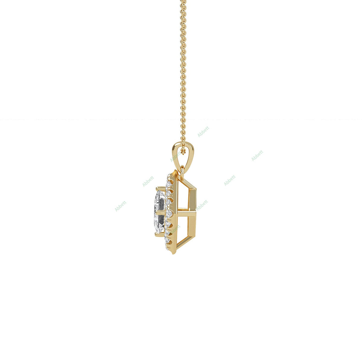 Princess lab-grown diamond halo pendant necklace - PEHA010