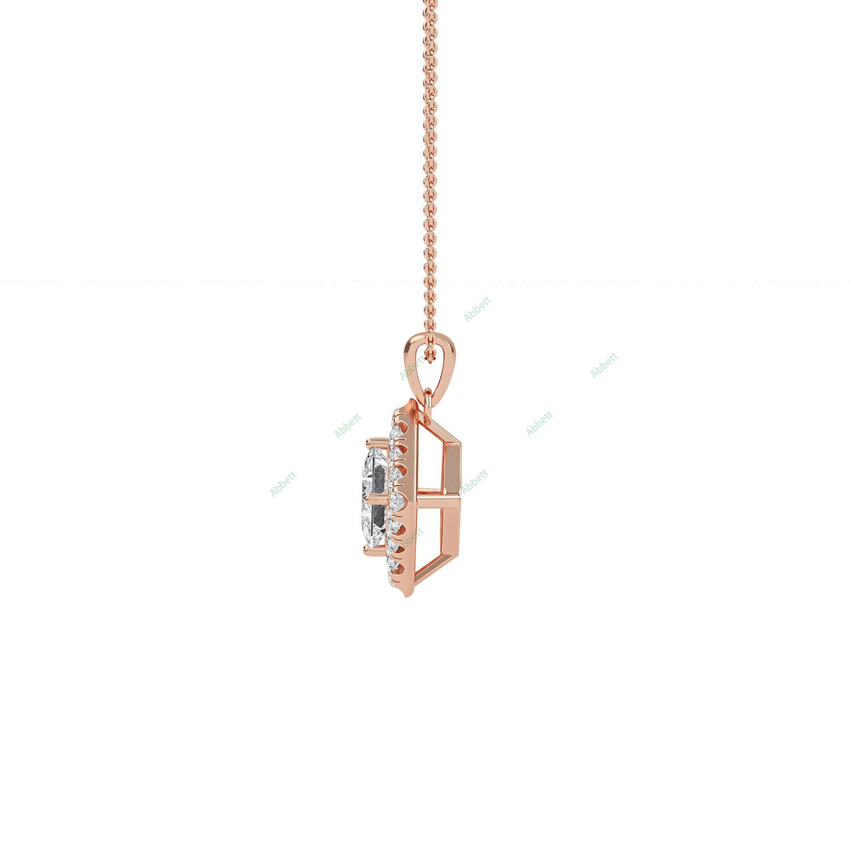 Princess lab-grown diamond halo pendant necklace - PEHA010
