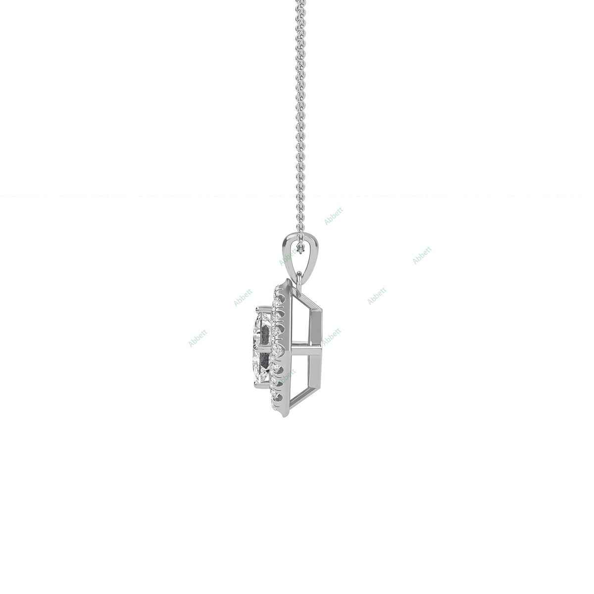 Princess lab-grown diamond halo pendant necklace - PEHA010