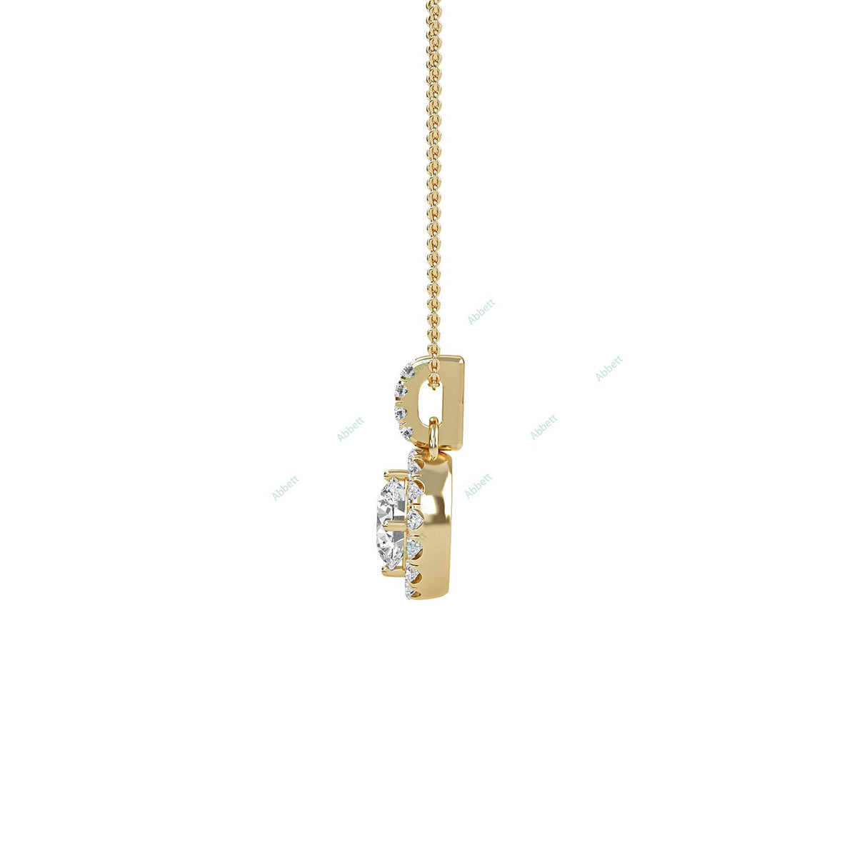 Round lab-grown diamond halo pendant necklace with 0.55ct centre stone - PEHA012