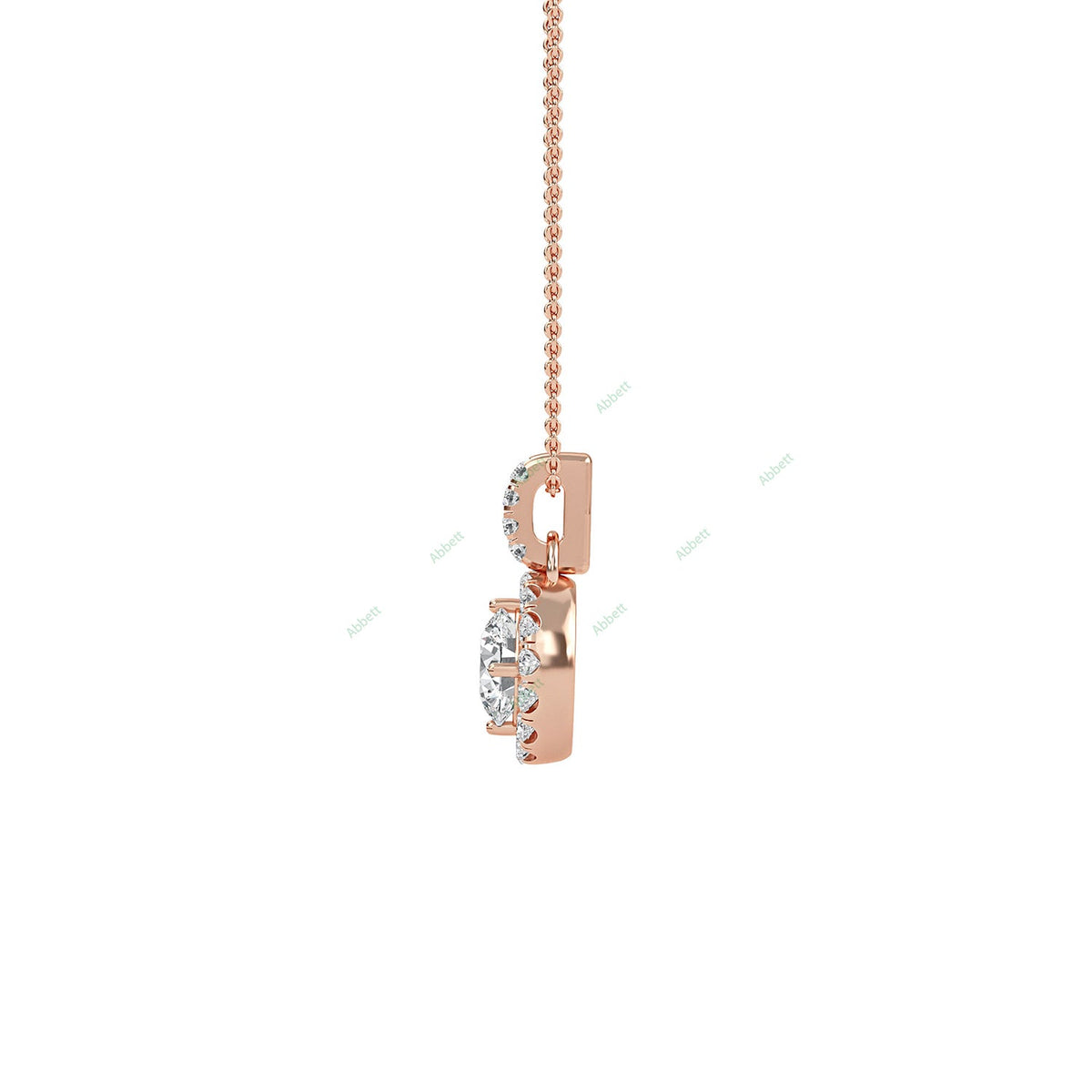 Round lab-grown diamond halo pendant necklace with 0.55ct centre stone - PEHA012
