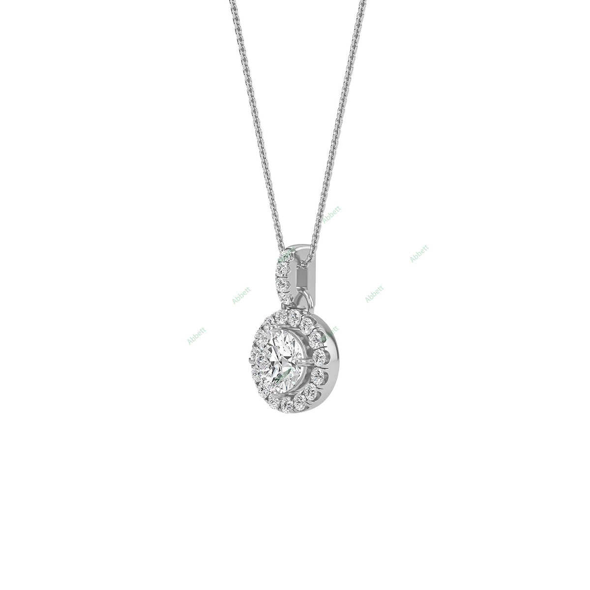 Round lab-grown diamond halo pendant necklace with 0.55ct centre stone - PEHA012