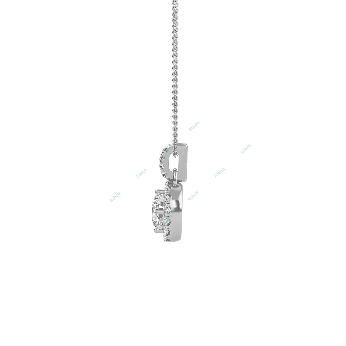 Round lab-grown diamond halo pendant necklace with 0.55ct centre stone - PEHA012