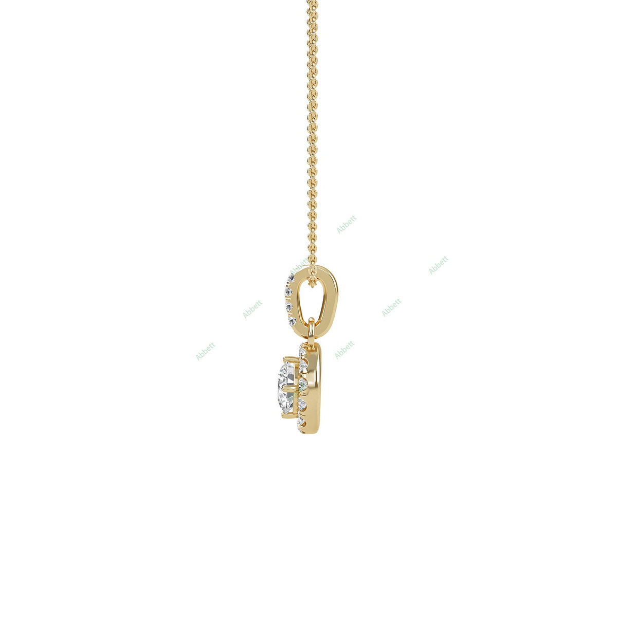 Round lab-grown diamond halo pendant necklace with 0.48ct centre stone - PEHA013