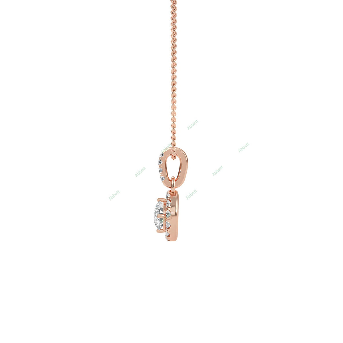 Round lab-grown diamond halo pendant necklace with 0.48ct centre stone - PEHA013