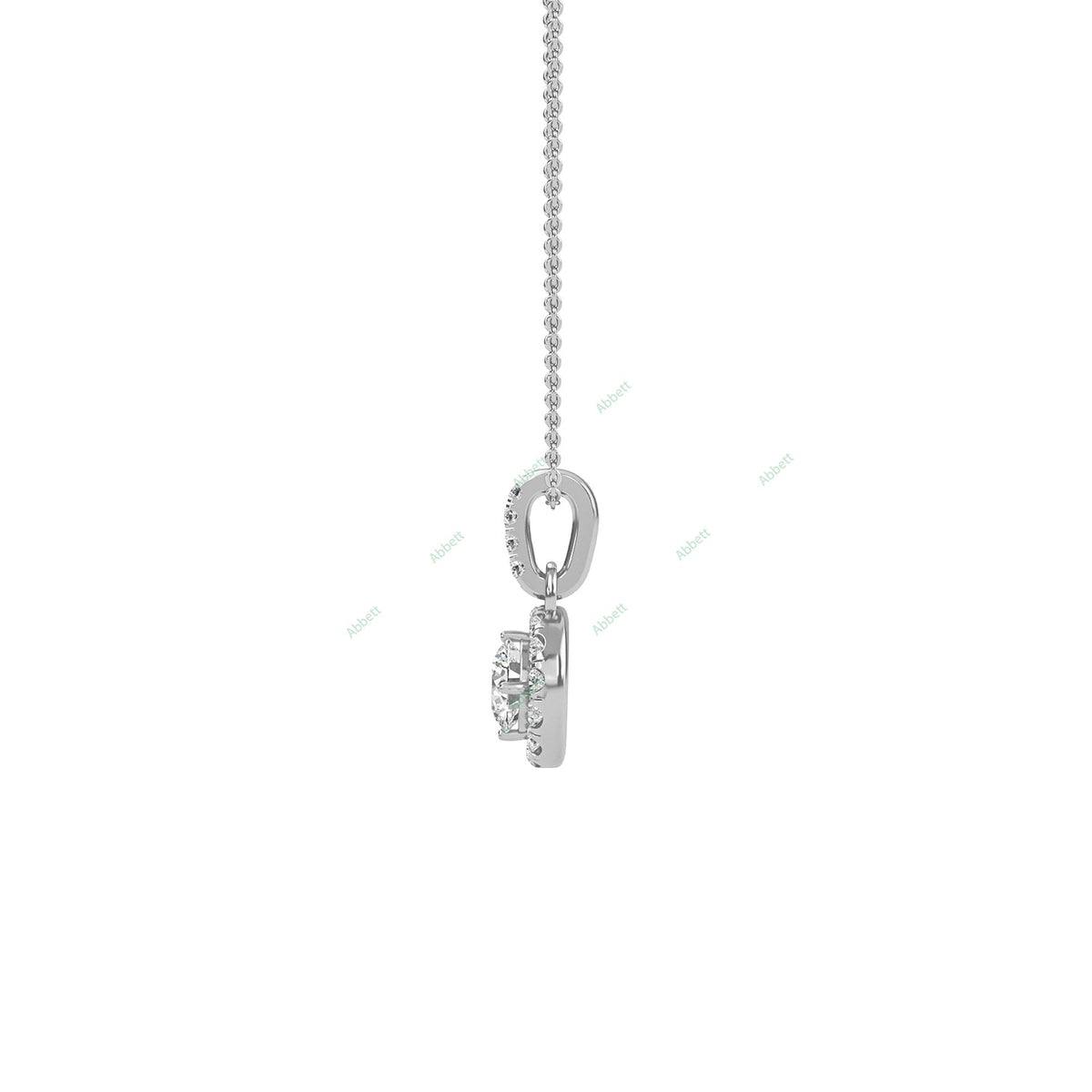 Round lab-grown diamond halo pendant necklace with 0.48ct centre stone - PEHA013
