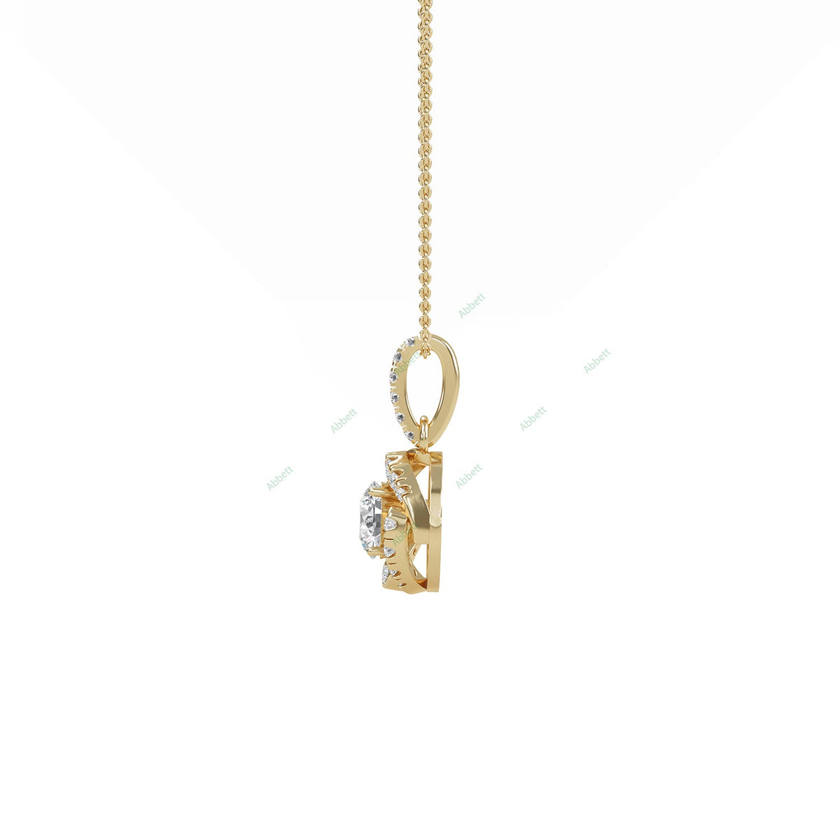 Round lab-grown diamond halo pendant necklace with 0.4ct centre stone - PEHA014