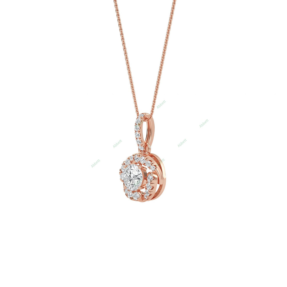 Round lab-grown diamond halo pendant necklace with 0.4ct centre stone - PEHA014