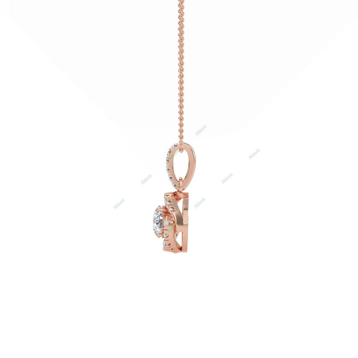 Round lab-grown diamond halo pendant necklace with 0.4ct centre stone - PEHA014