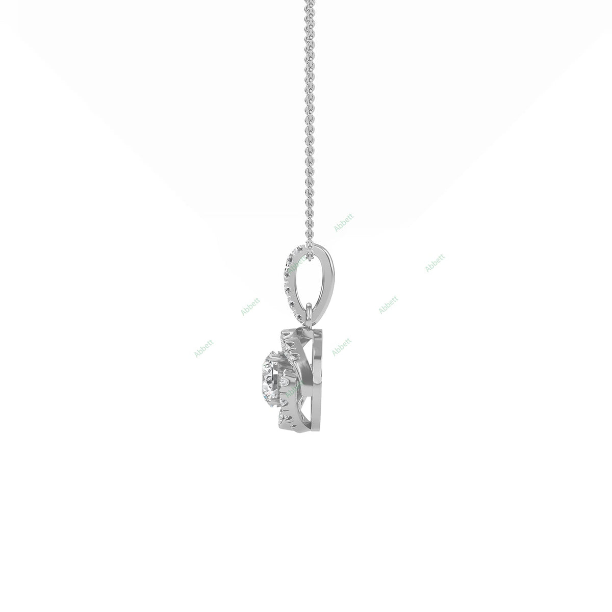 Round lab-grown diamond halo pendant necklace with 0.4ct centre stone - PEHA014