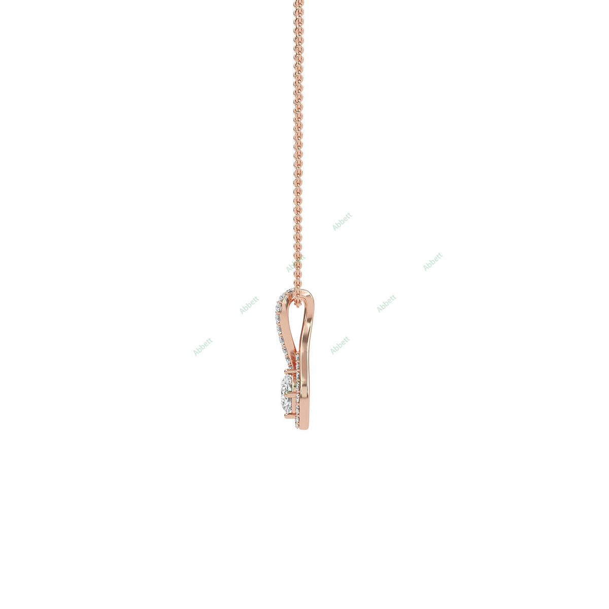 Twisted round lab-grown diamond halo pendant necklace - PEHA022