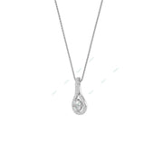 Twisted round lab-grown diamond halo pendant necklace - PEHA022