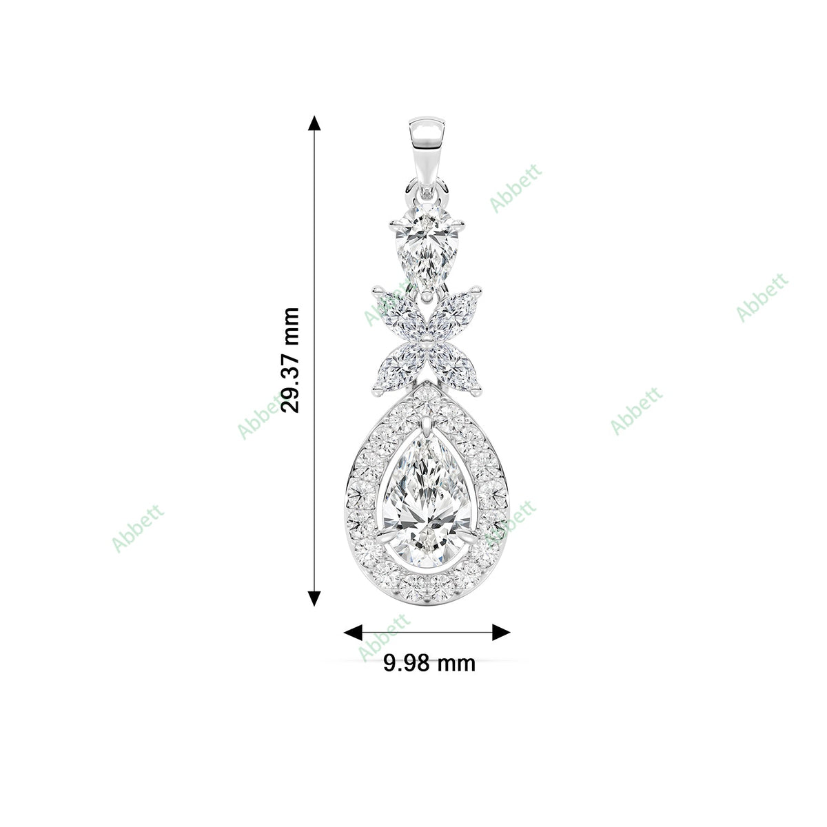 Designer pear lab-grown diamond halo pendant necklace - PEHA028