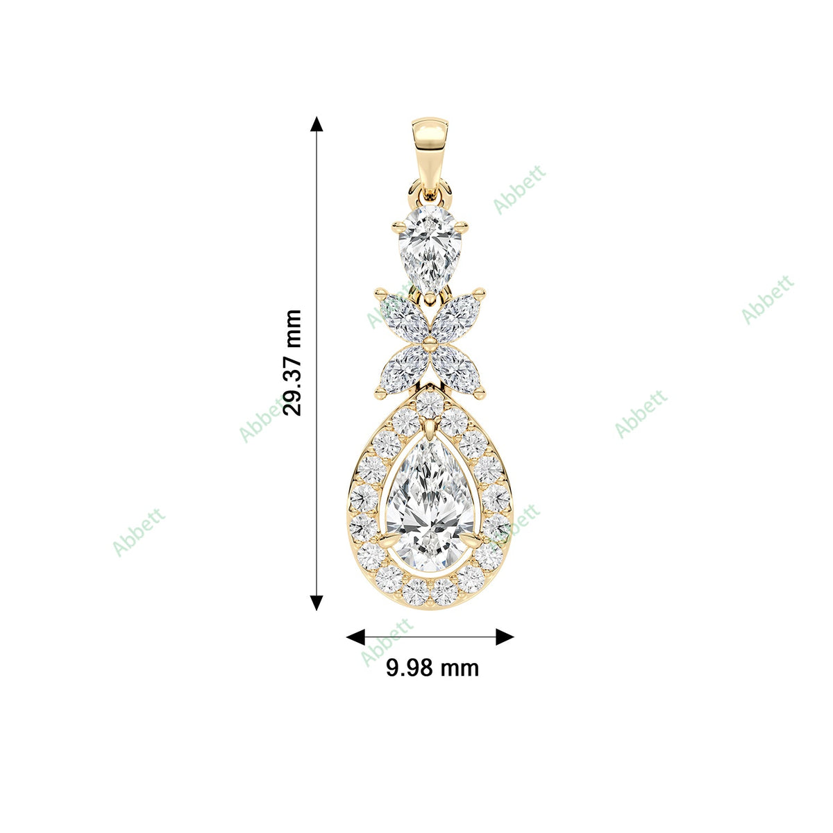 Designer pear lab-grown diamond halo pendant necklace - PEHA028