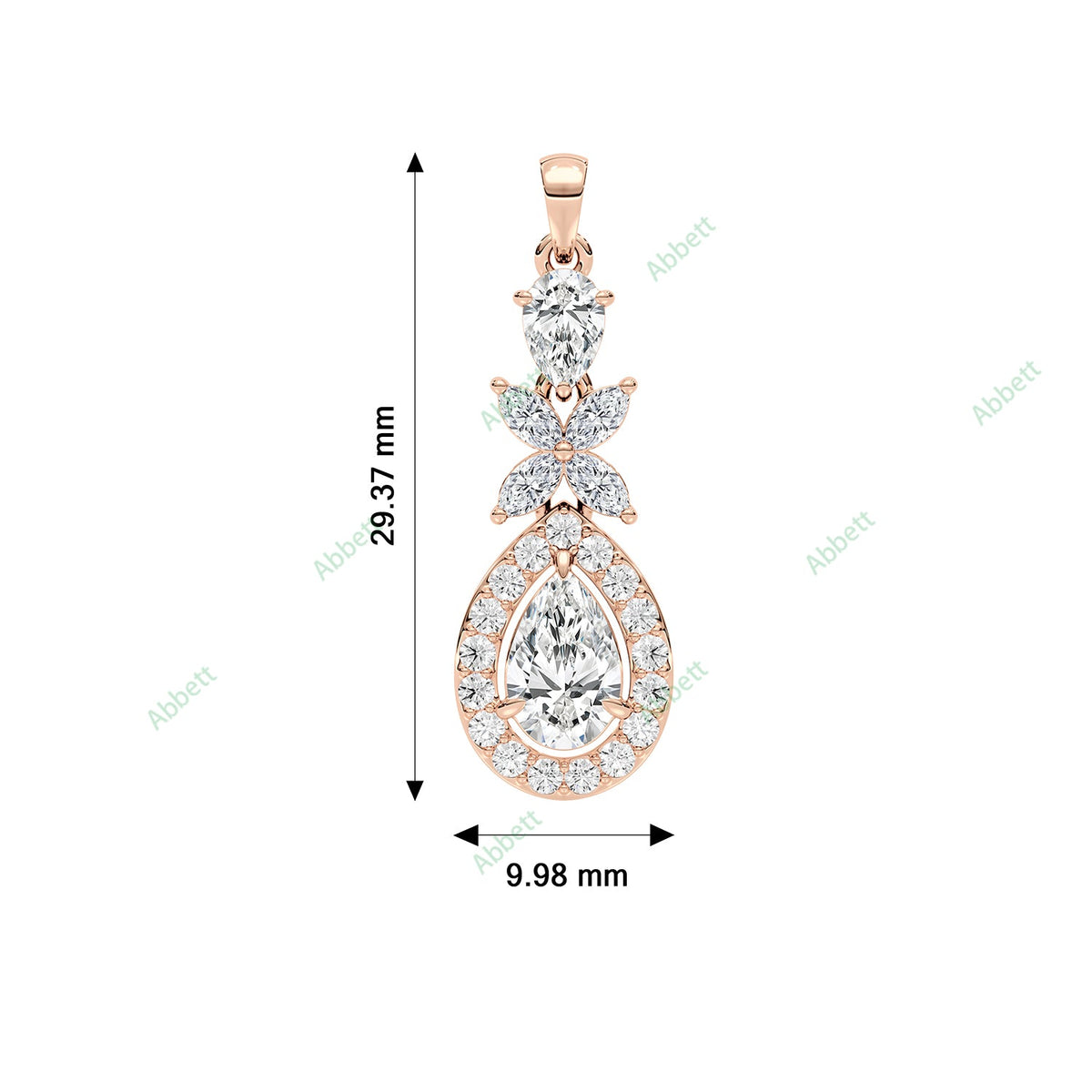 Designer pear lab-grown diamond halo pendant necklace - PEHA028