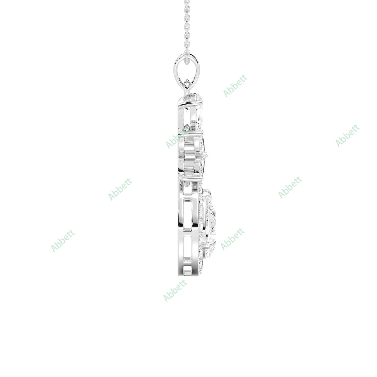 Designer pear lab-grown diamond halo pendant necklace - PEHA028