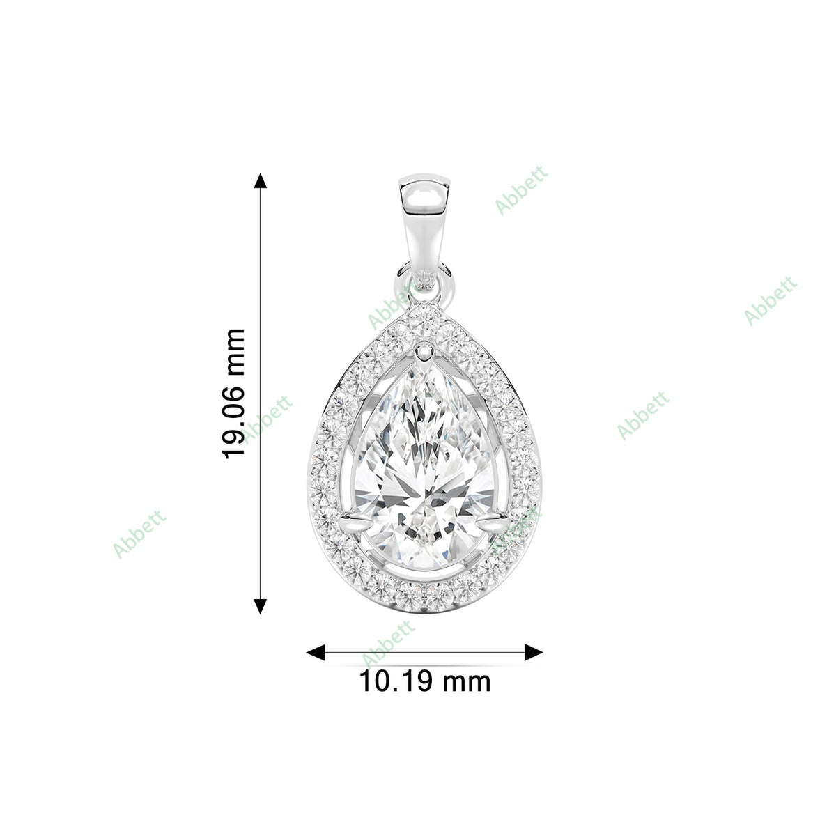 Pear lab-grown diamond halo pendant necklace with 1.5ct centre stone - PEHA034
