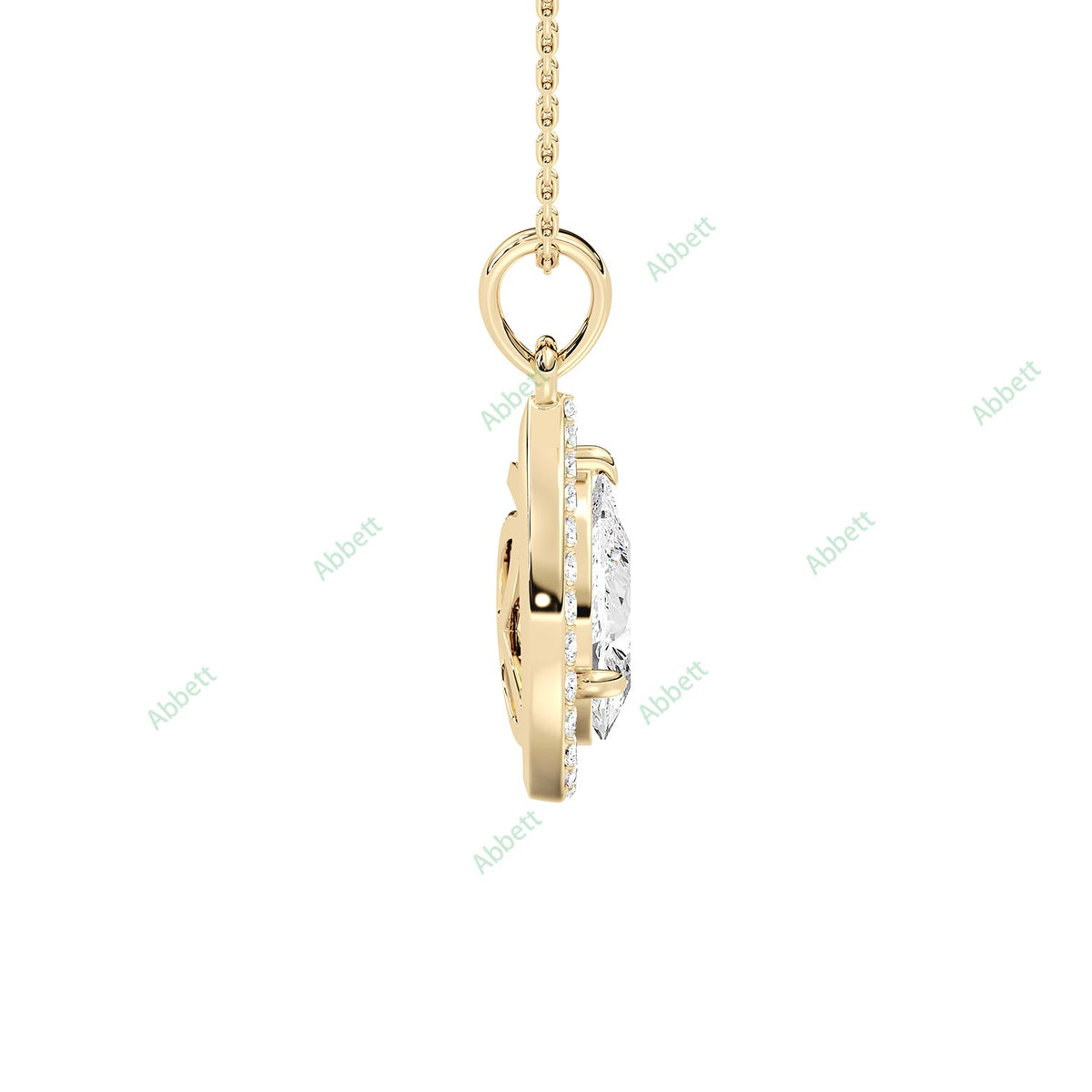 Pear lab-grown diamond halo pendant necklace with 1.5ct centre stone - PEHA034
