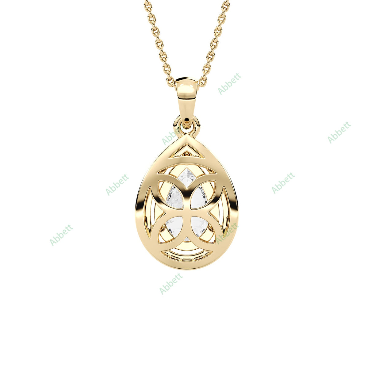 Pear lab-grown diamond halo pendant necklace with 1.5ct centre stone - PEHA034