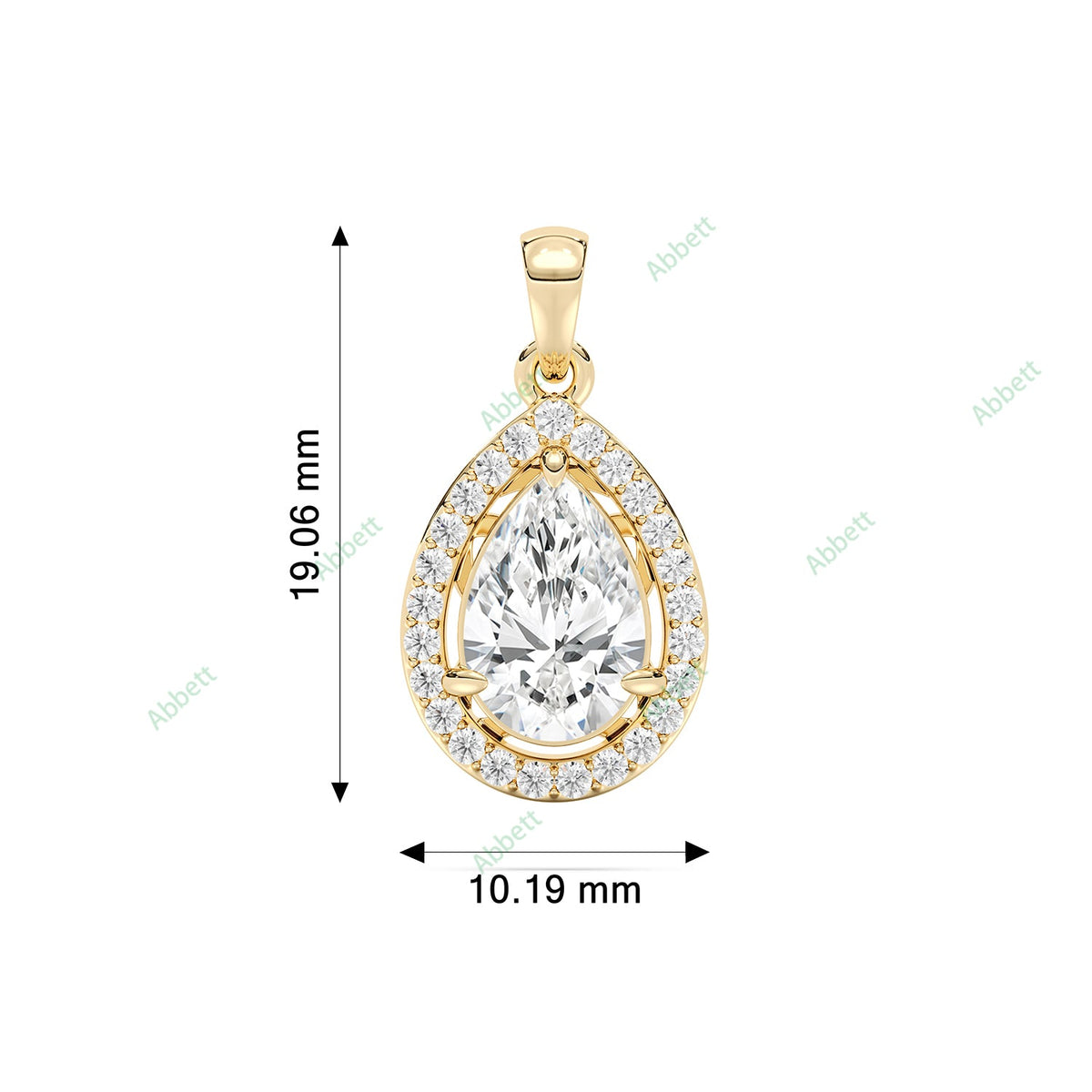 Pear lab-grown diamond halo pendant necklace with 1.5ct centre stone - PEHA034