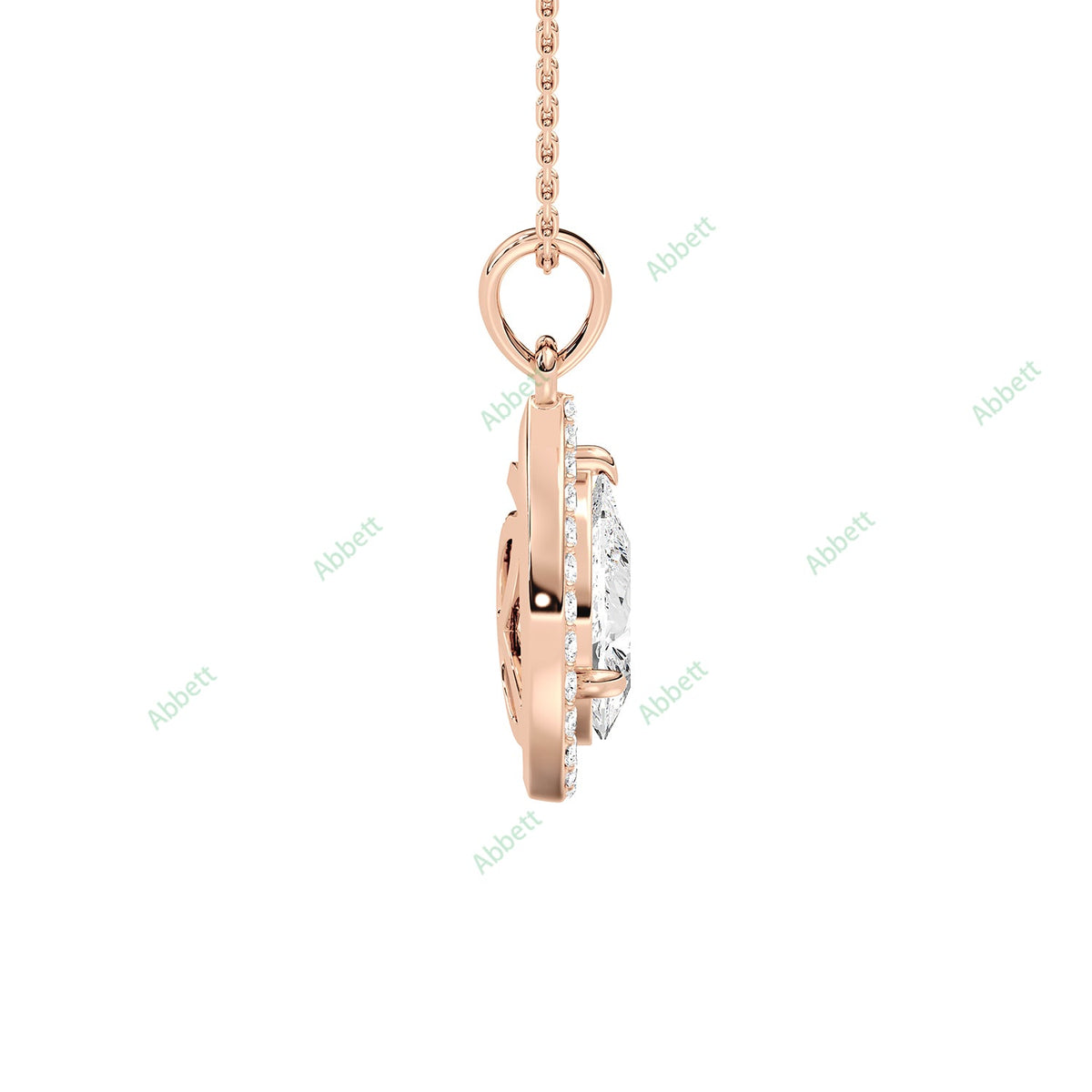 Pear lab-grown diamond halo pendant necklace with 1.5ct centre stone - PEHA034