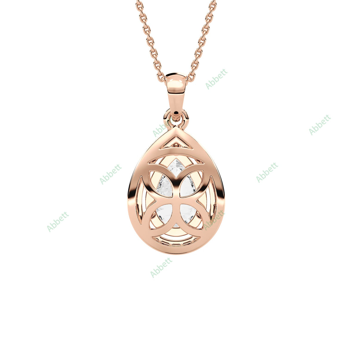 Pear lab-grown diamond halo pendant necklace with 1.5ct centre stone - PEHA034