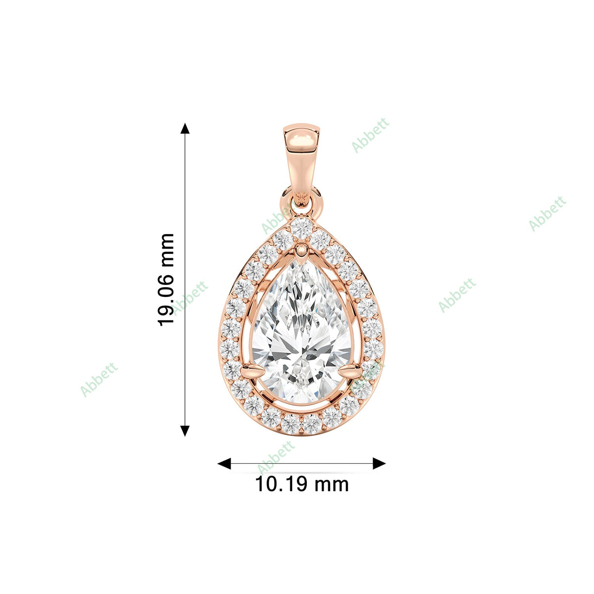 Pear lab-grown diamond halo pendant necklace with 1.5ct centre stone - PEHA034