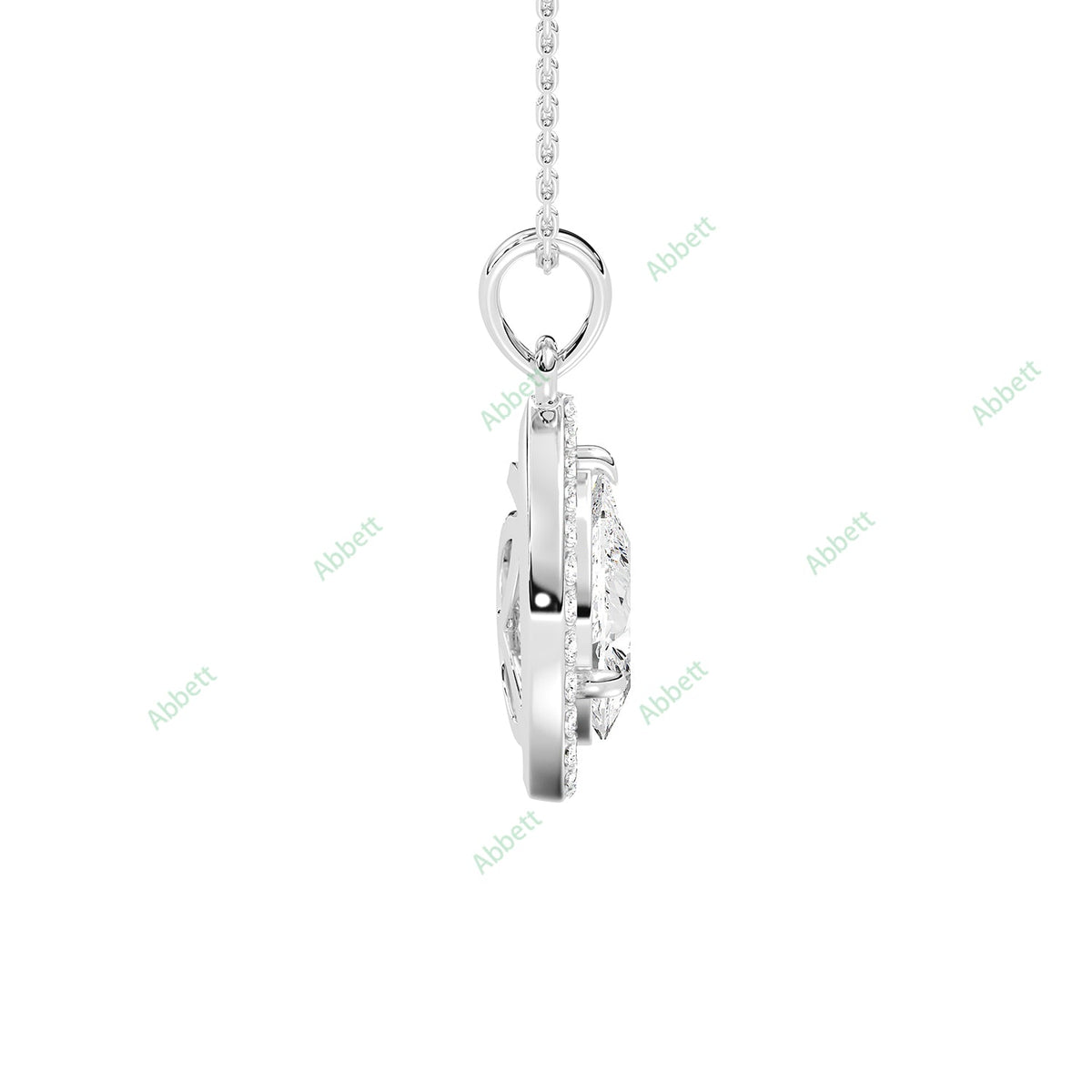 Pear lab-grown diamond halo pendant necklace with 1.5ct centre stone - PEHA034
