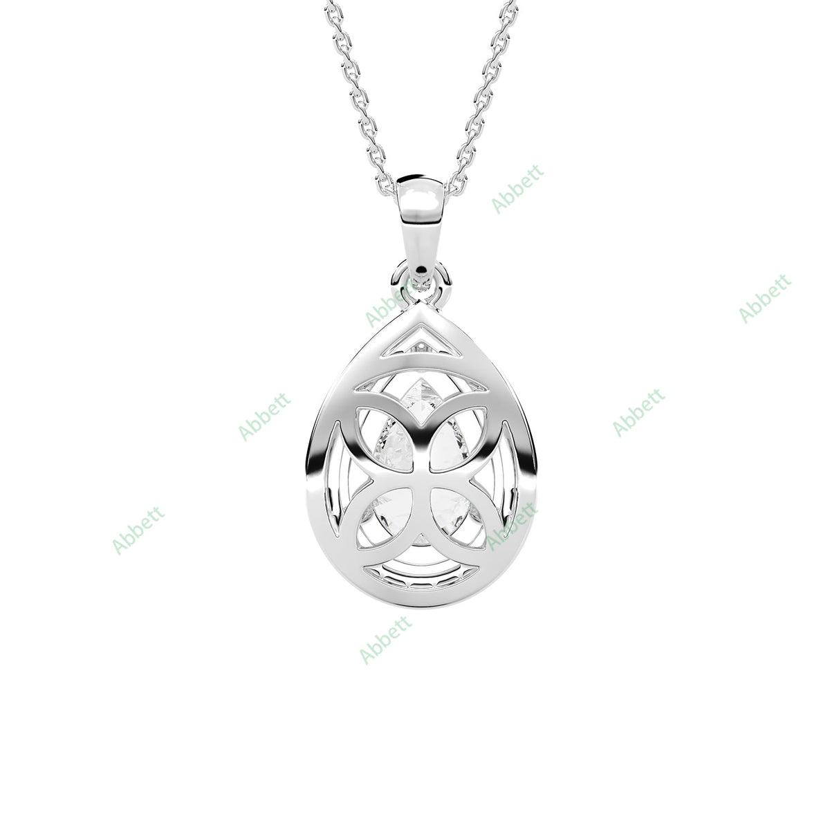 Pear lab-grown diamond halo pendant necklace with 1.5ct centre stone - PEHA034