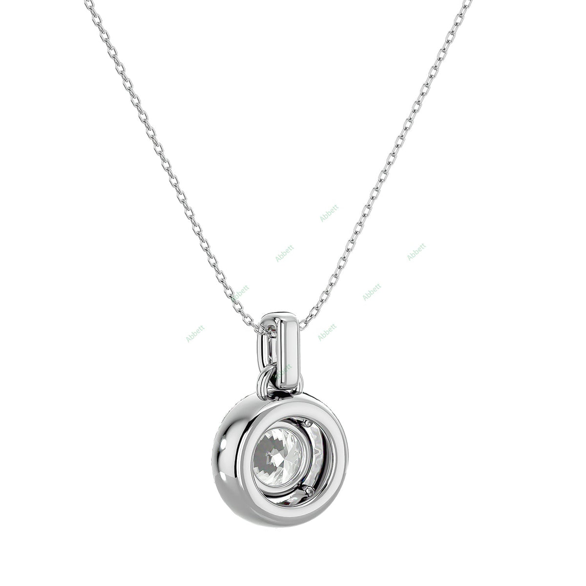 Round lab-grown diamond halo pendant necklace with 1.51ct total diamonds - PEHA038