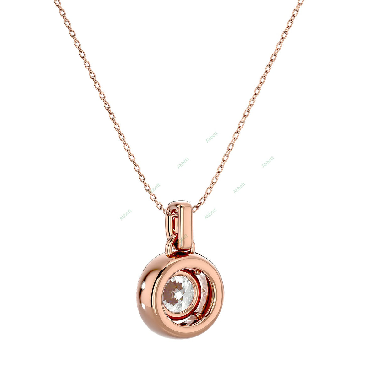 Round lab-grown diamond halo pendant necklace with 1.51ct total diamonds - PEHA038